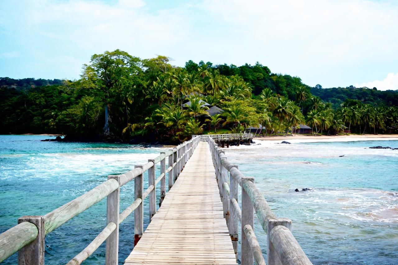 Wooden walkway over turquoise water